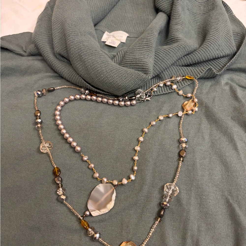 Caslon Dusty Green Cowl Neck Sweater